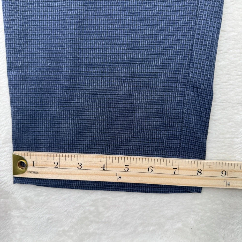 Lauren Ralph Lauren Dress Pants Mens 38 Navy Blue Houndstooth Flat Front Slim